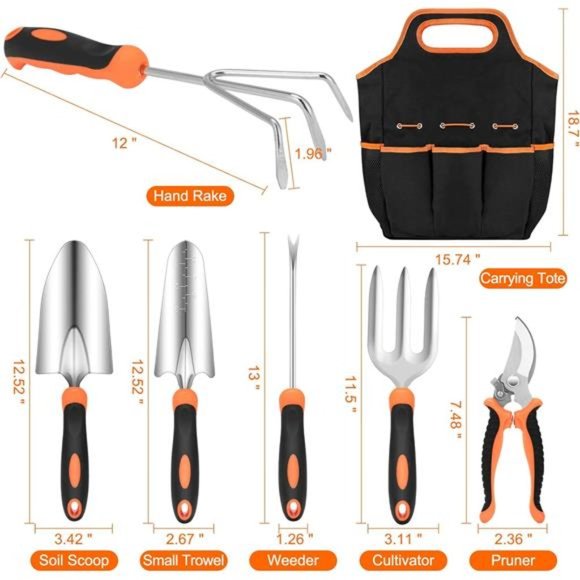 Garden Tool Set,Stainless Steel HeavyDuty Gardening ToolSet,with Non-Slip Rubber - Picture 5 of 6